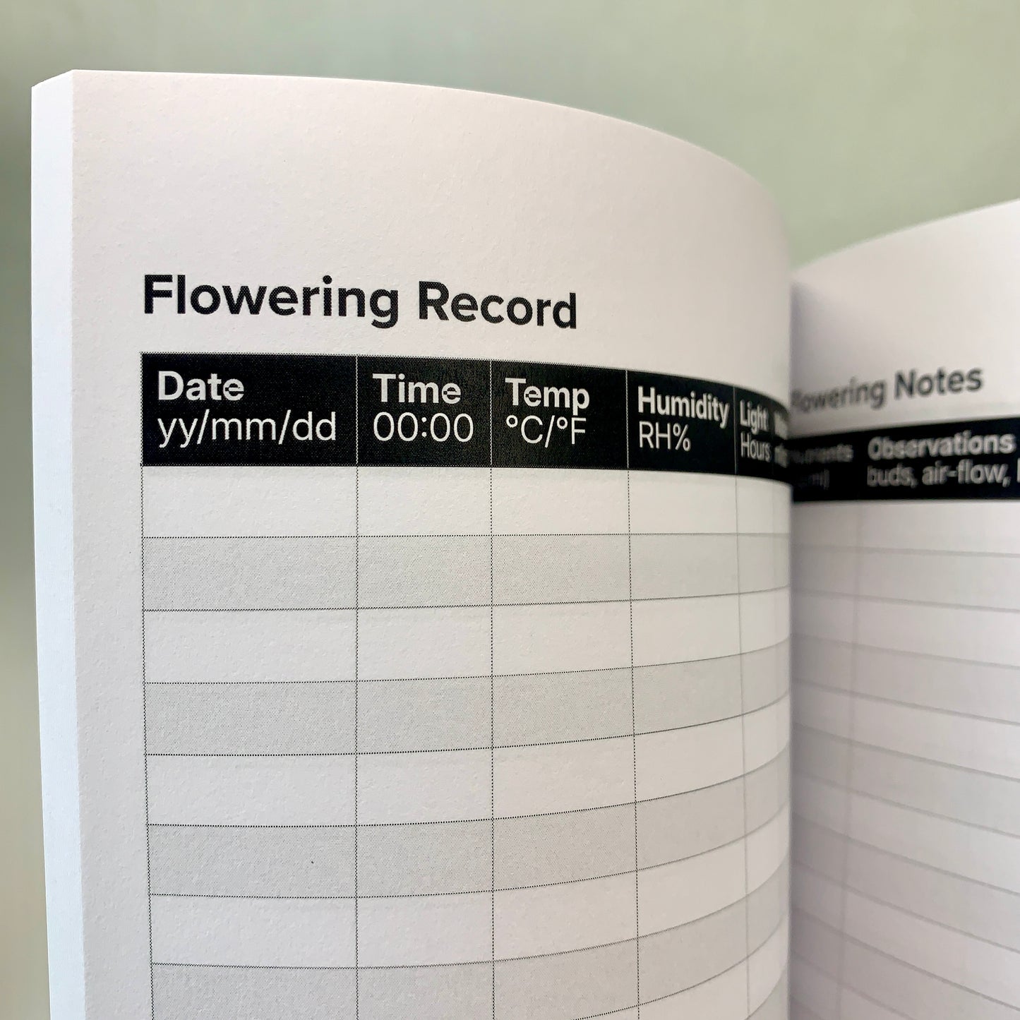 Record your plant bloom conditions, nutrients, and canopy care to maximize flower quality and yield.