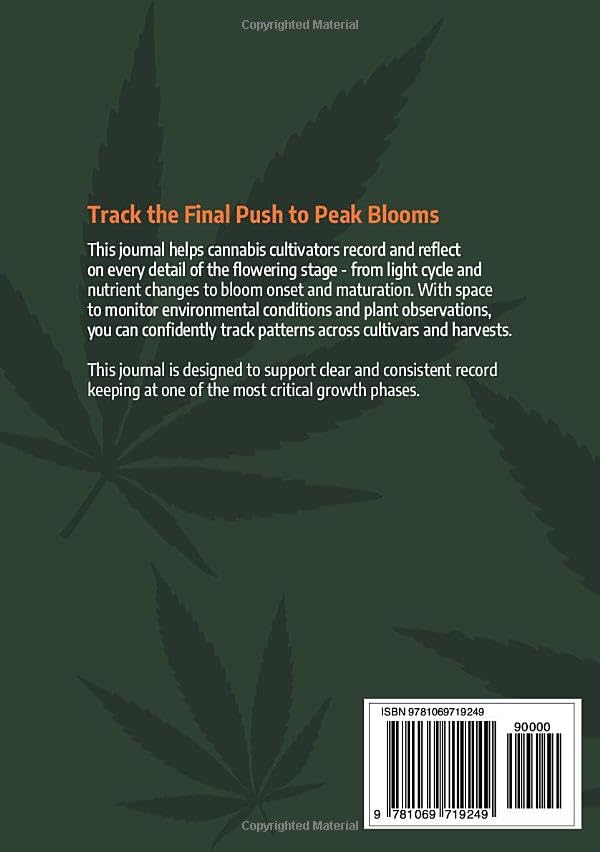 Record your plant bloom conditions, nutrients, and canopy care to maximize flower quality and yield.