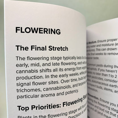 Record your plant bloom conditions, nutrients, and canopy care to maximize flower quality and yield.
